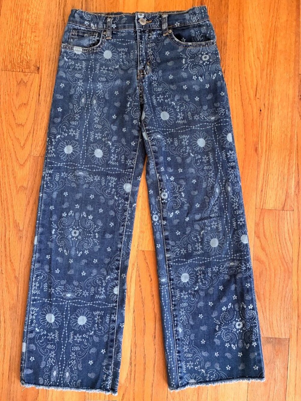 Levi Strauss Signature Girls Bandana Paisley Wide Leg Jeans Size 10